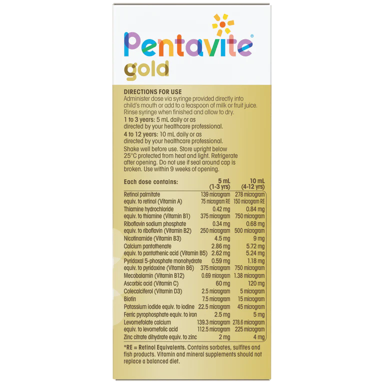 Vitamin tổng hợp và sắt cho bé dạng lỏng Pentavite Multivitamin + Iron Kids Liquid HB10
