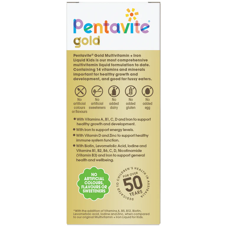 Vitamin tổng hợp và sắt cho bé dạng lỏng Pentavite Multivitamin + Iron Kids Liquid HB10